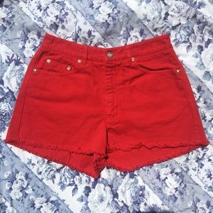 🔥 Vintage 90s DKNY Red Cut-off Jean Shorts 🔥